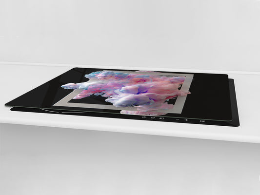 UNIQUE Tempered GLASS Kitchen Board – Impact & Scratch Resistant Cooktop cover – SINGLE: 80 x 52 cm; DOUBLE: 40 x 52 cm; DD45 Art Series : Minimal luxury 2