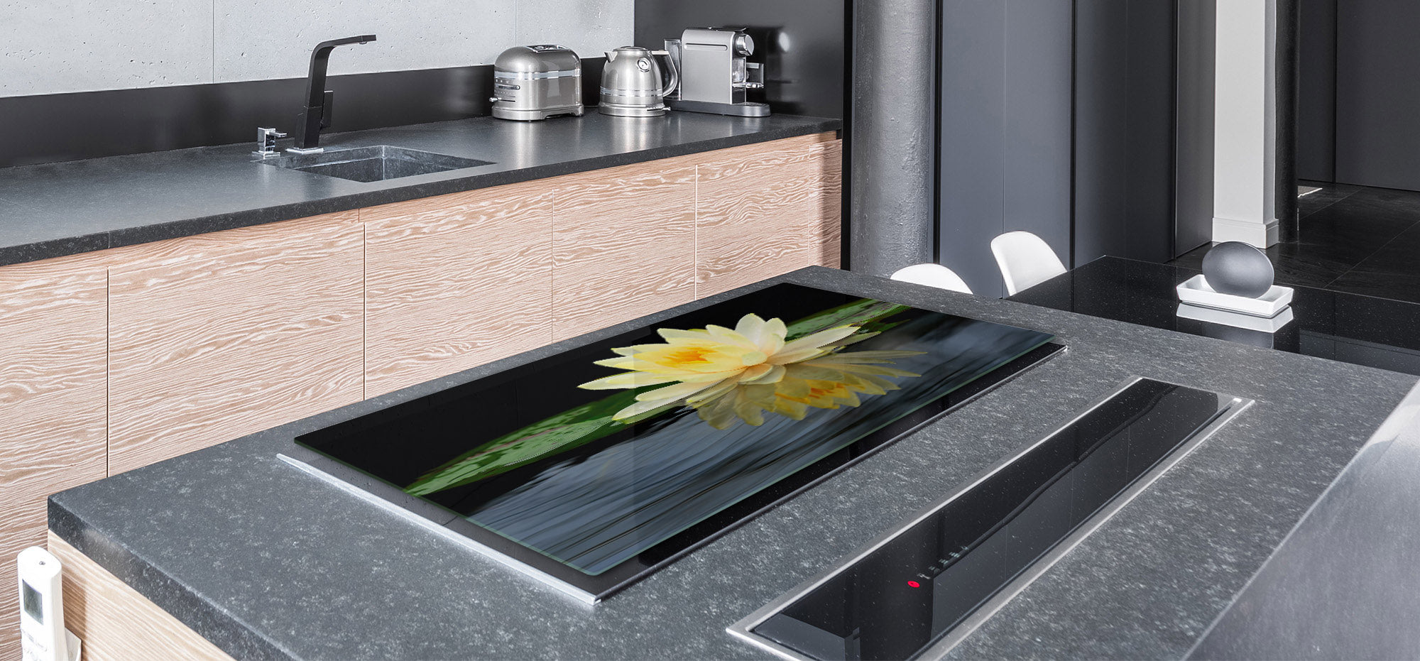 Gigantic Worktop saver and Pastry Board - Tempered GLASS Cutting Board - MEASURES: SINGLE: 80 x 52 cm; DOUBLE: 40 x 52 cm; DD44 Nature series : Beautiful water lilly flower 2