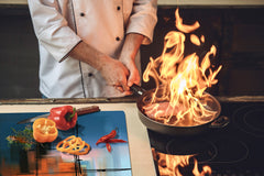 ENORMOUS  Tempered GLASS Chopping Board - Induction Cooktop Cover – SINGLE: 80 x 52 cm; DOUBLE: 40 x 52 cm; DD52a : Blurry Landscape