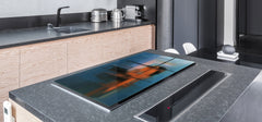 ENORMOUS  Tempered GLASS Chopping Board - Induction Cooktop Cover – SINGLE: 80 x 52 cm; DOUBLE: 40 x 52 cm; DD52a : Blurry Landscape
