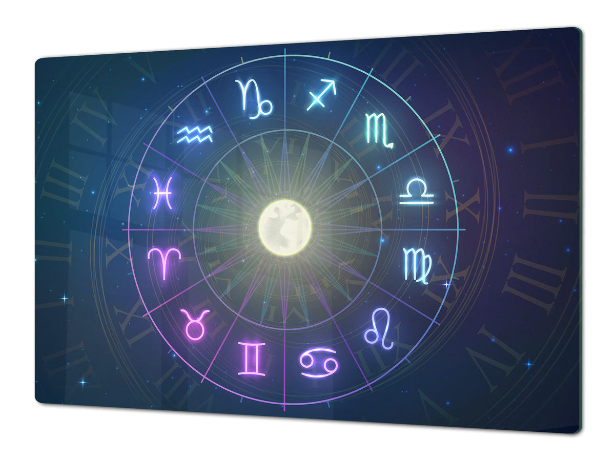 ENORMOUS  Tempered GLASS Chopping Board - Induction Cooktop Cover – SINGLE: 80 x 52 cm; DOUBLE: 40 x 52 cm; DD52a : Circle of Zodiac