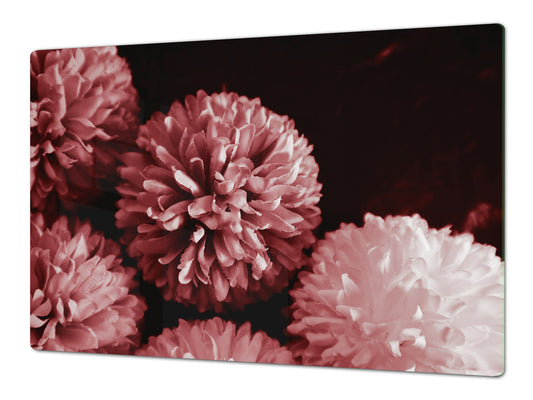 Gigantic Worktop saver and Pastry Board - Tempered GLASS Cutting Board - MEASURES: SINGLE: 80 x 52 cm; DOUBLE: 40 x 52 cm; DD44 Nature series : Pink flower frame