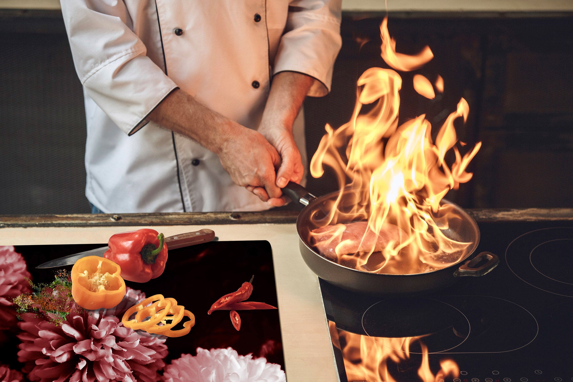 GIGANTE ASSE DA CUCINA e Copri-piano cottura a induzione; Serie di alimenti DD16: Cibo africano
