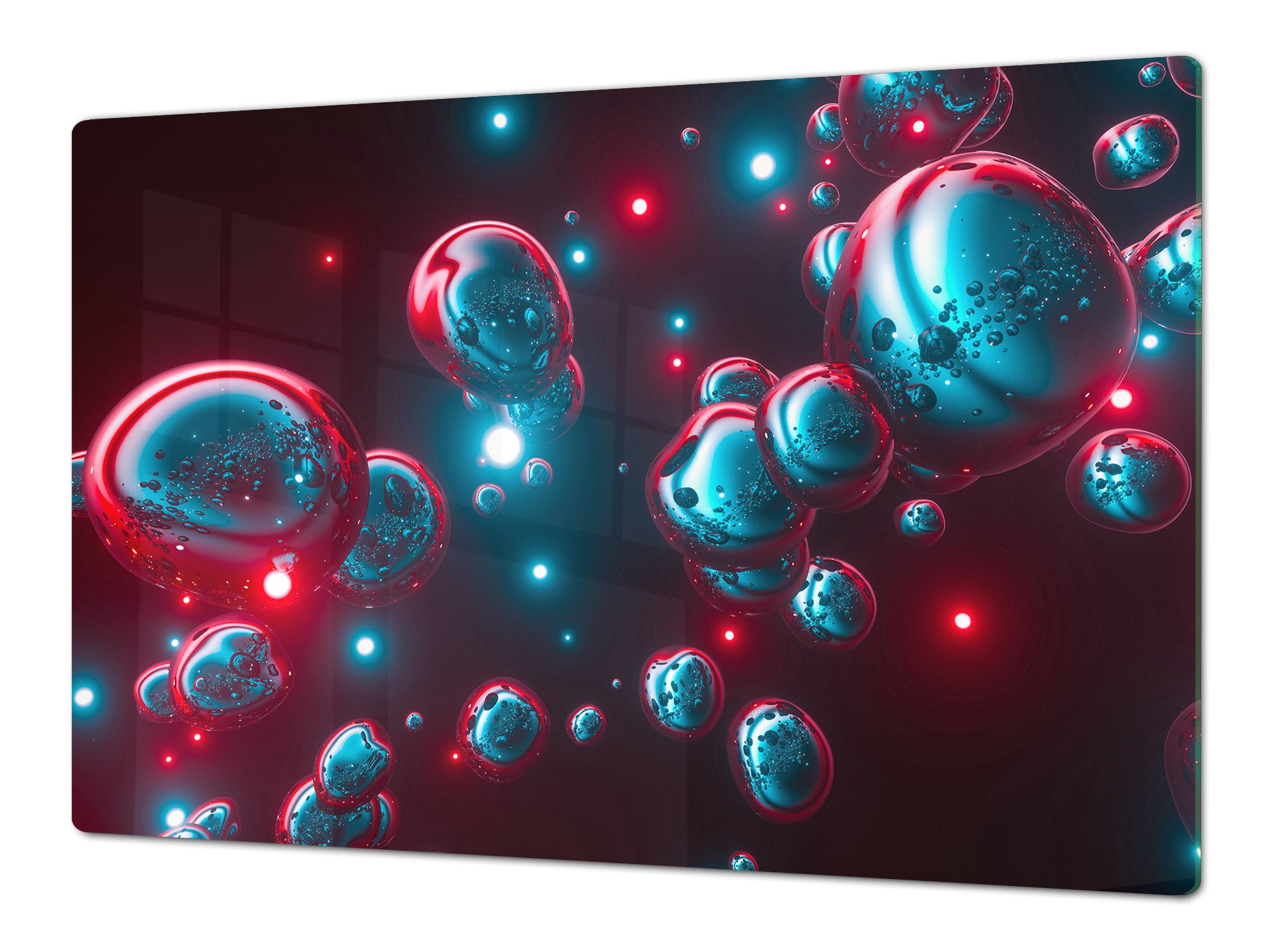 HUGE TEMPERED GLASS COOKTOP COVER – Glass Cutting Board and Worktop Saver – SINGLE: 80 x 52 cm (31,5” x 20,47”); DOUBLE: 40 x 52 cm (15,75” x 20,47”); DD46 Textures Series : Holographic bubbles 1