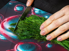 HUGE TEMPERED GLASS COOKTOP COVER – Glass Cutting Board and Worktop Saver – SINGLE: 80 x 52 cm (31,5” x 20,47”); DOUBLE: 40 x 52 cm (15,75” x 20,47”); DD46 Textures Series : Holographic bubbles 1