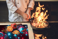 HUGE TEMPERED GLASS COOKTOP COVER – Glass Cutting Board and Worktop Saver – SINGLE: 80 x 52 cm (31,5” x 20,47”); DOUBLE: 40 x 52 cm (15,75” x 20,47”); DD46 Textures Series : Holographic bubbles 1