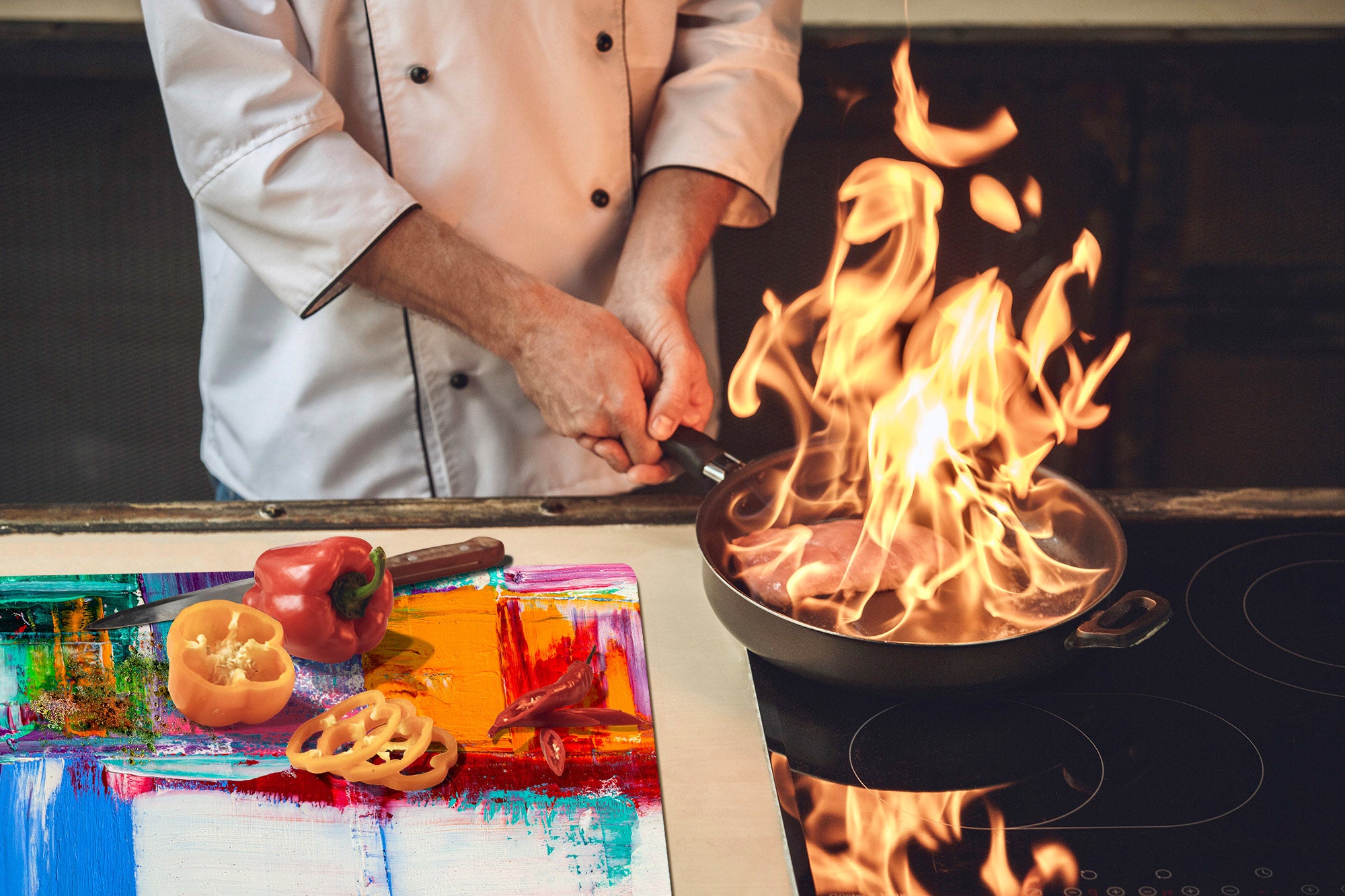 UNIQUE Tempered GLASS Kitchen Board – Impact & Scratch Resistant Cooktop cover – SINGLE: 80 x 52 cm; DOUBLE: 40 x 52 cm; DD45 Art Series : Abstract art background 5