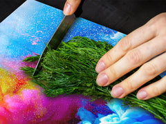 UNIQUE Tempered GLASS Kitchen Board – Impact & Scratch Resistant Cooktop cover – SINGLE: 80 x 52 cm; DOUBLE: 40 x 52 cm; DD45 Art Series : Lotus explosion