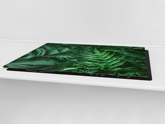 Gigantic Worktop saver and Pastry Board - Tempered GLASS Cutting Board - MEASURES: SINGLE: 80 x 52 cm; DOUBLE: 40 x 52 cm; DD44 Nature series : Dark tropical nature