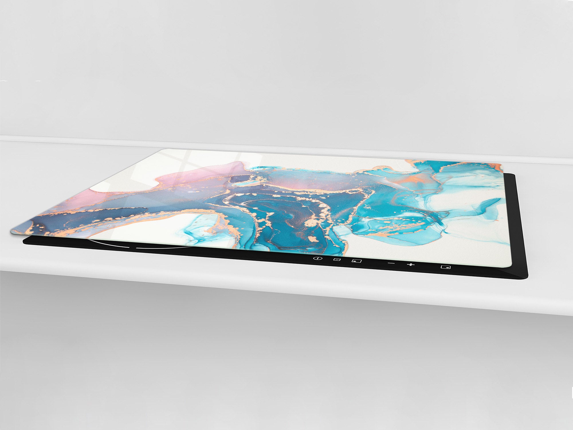UNIQUE Tempered GLASS Kitchen Board – Impact & Scratch Resistant Cooktop cover – SINGLE: 80 x 52 cm; DOUBLE: 40 x 52 cm; DD45 Art Series : Liquid colours 2