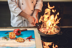 UNIQUE Tempered GLASS Kitchen Board – Impact & Scratch Resistant Cooktop cover – SINGLE: 80 x 52 cm; DOUBLE: 40 x 52 cm; DD45 Art Series : Beaches of Zanzibar