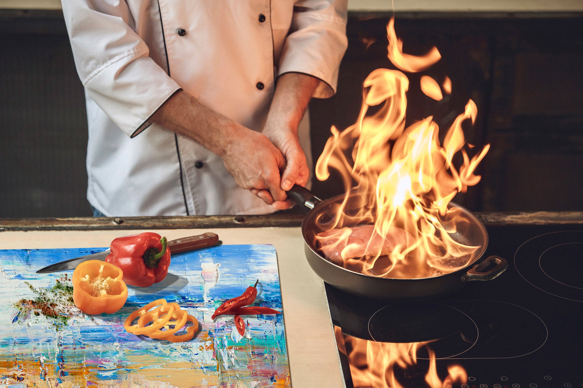 UNIQUE Tempered GLASS Kitchen Board – Impact & Scratch Resistant Cooktop cover – SINGLE: 80 x 52 cm; DOUBLE: 40 x 52 cm; DD45 Art Series : Abstract art background 6