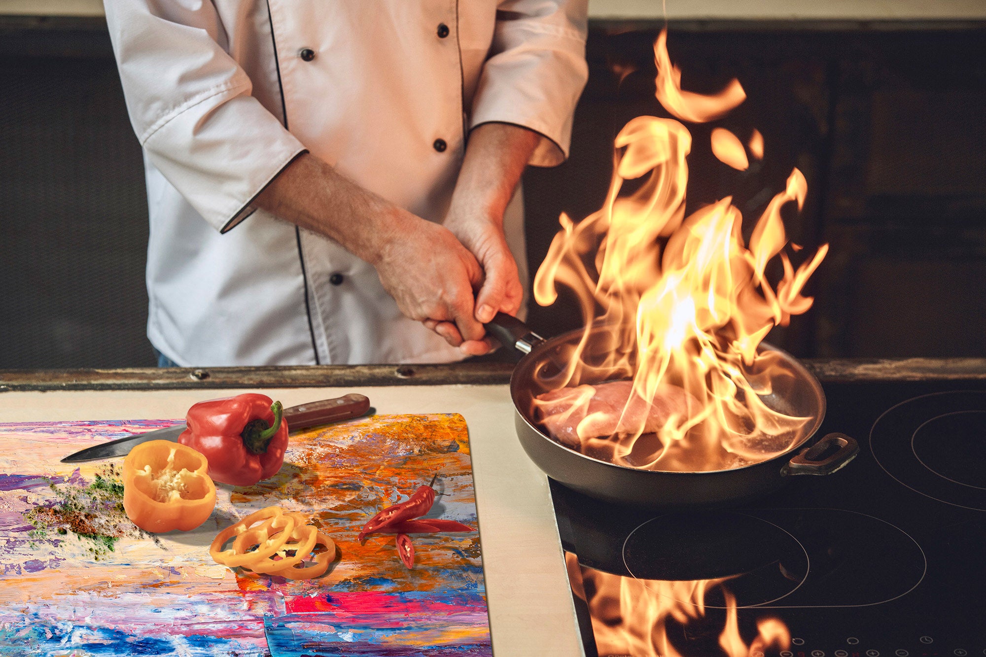 UNIQUE Tempered GLASS Kitchen Board – Impact & Scratch Resistant Cooktop cover – SINGLE: 80 x 52 cm; DOUBLE: 40 x 52 cm; DD45 Art Series : Abstract art background 7