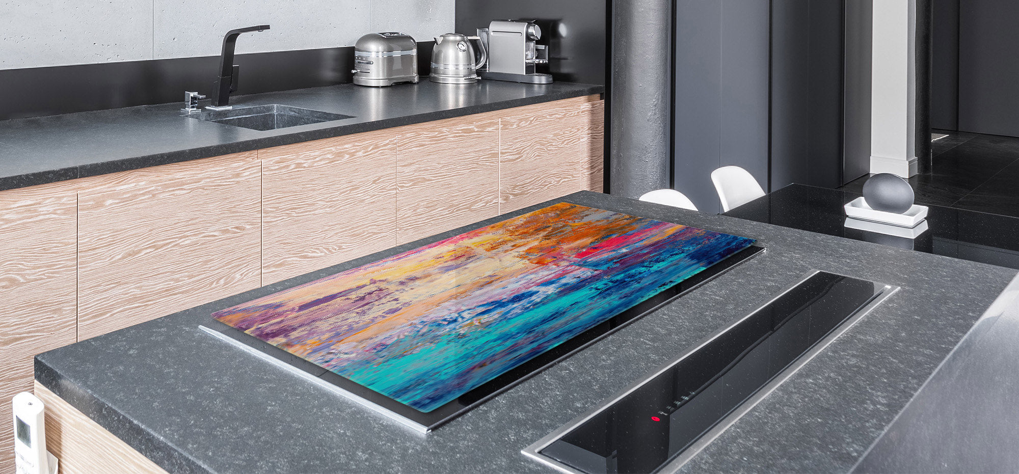 UNIQUE Tempered GLASS Kitchen Board – Impact & Scratch Resistant Cooktop cover – SINGLE: 80 x 52 cm; DOUBLE: 40 x 52 cm; DD45 Art Series : Abstract art background 7