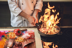 BIG KITCHEN BOARD & Induction Cooktop Cover – Glass Pastry Board – SINGLE: 80 x 52 cm (31,5” x 20,47”); DOUBLE: 40 x 52 cm (15,75” x 20,47”); DD47 Animals Series : Colourful elephant