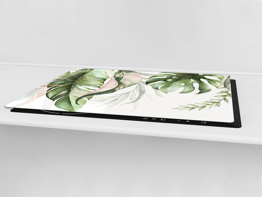 Gigantic Worktop saver and Pastry Board - Tempered GLASS Cutting Board - MEASURES: SINGLE: 80 x 52 cm; DOUBLE: 40 x 52 cm; DD44 Nature series : Tropical watercolour
