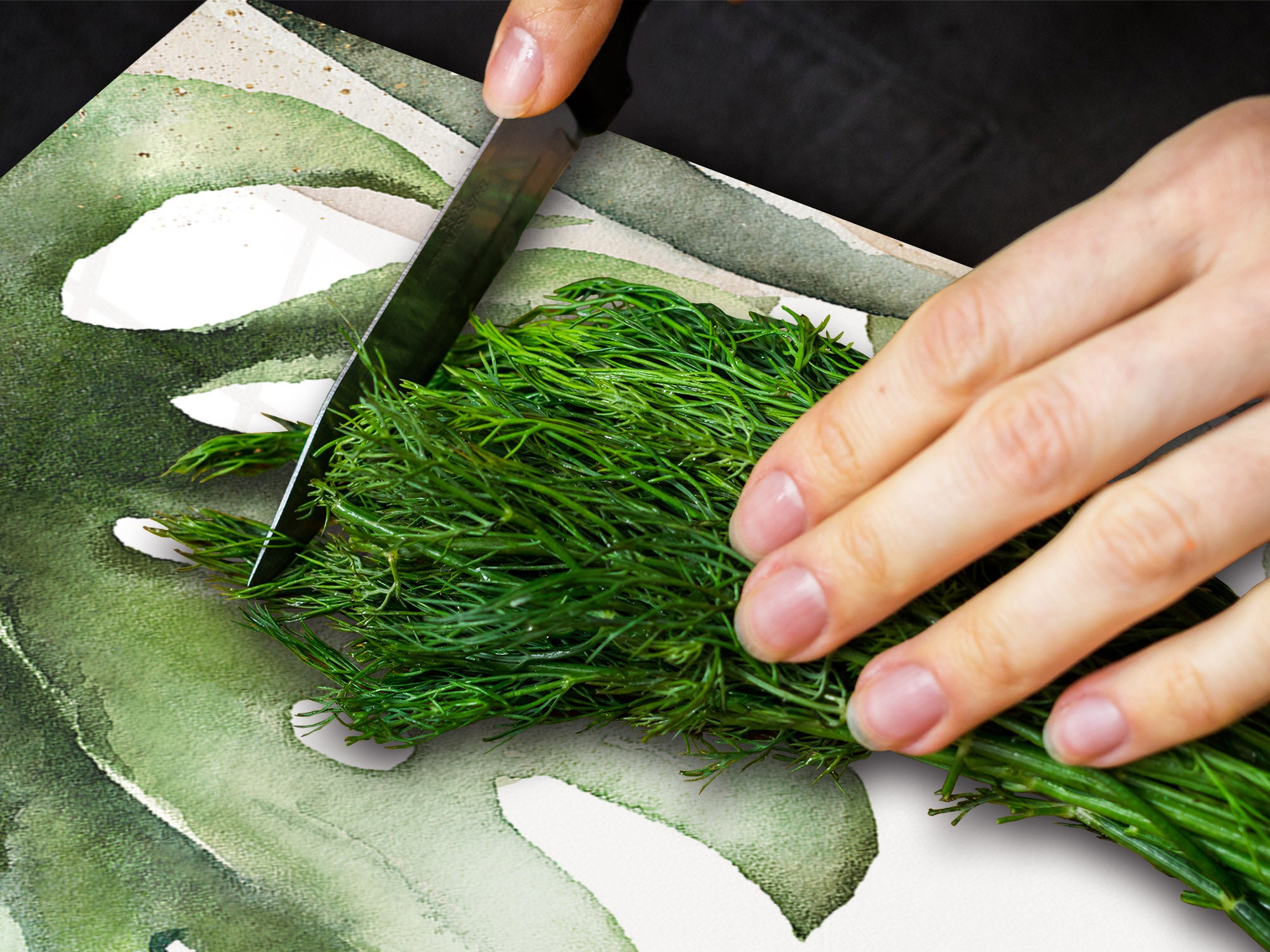 Gigantic Worktop saver and Pastry Board - Tempered GLASS Cutting Board - MEASURES: SINGLE: 80 x 52 cm; DOUBLE: 40 x 52 cm; DD44 Nature series : Tropical watercolour