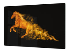 BIG KITCHEN BOARD & Induction Cooktop Cover – Glass Pastry Board – SINGLE: 80 x 52 cm (31,5” x 20,47”); DOUBLE: 40 x 52 cm (15,75” x 20,47”); DD47 Animals Series : Wild horse