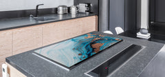 UNIQUE Tempered GLASS Kitchen Board – Impact & Scratch Resistant Cooktop cover – SINGLE: 80 x 52 cm; DOUBLE: 40 x 52 cm; DD45 Art Series : Liquid colours 3