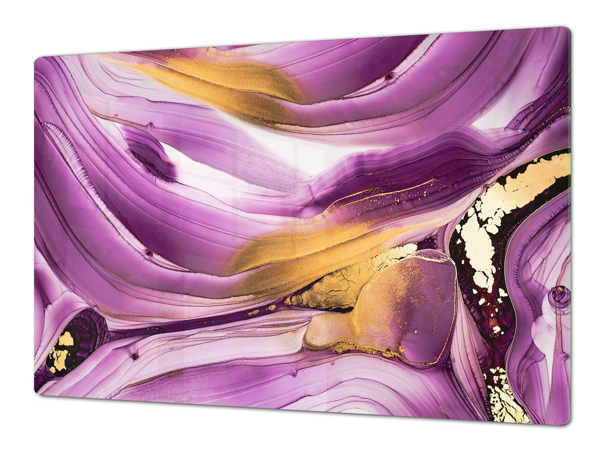 UNIQUE Tempered GLASS Kitchen Board – Impact & Scratch Resistant Cooktop cover – SINGLE: 80 x 52 cm; DOUBLE: 40 x 52 cm; DD45 Art Series : Liquid colours 4