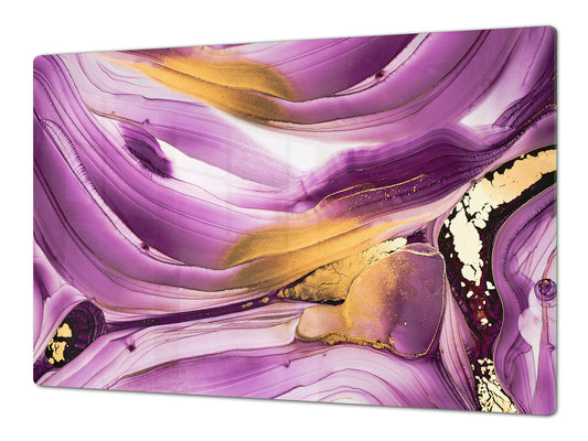 UNIQUE Tempered GLASS Kitchen Board – Impact & Scratch Resistant Cooktop cover – SINGLE: 80 x 52 cm; DOUBLE: 40 x 52 cm; DD45 Art Series : Liquid colours 4