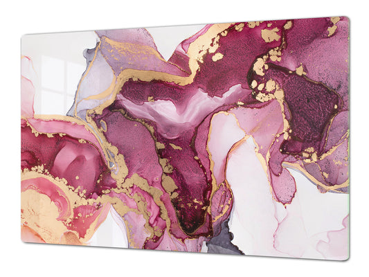 UNIQUE Tempered GLASS Kitchen Board – Impact & Scratch Resistant Cooktop cover – SINGLE: 80 x 52 cm; DOUBLE: 40 x 52 cm; DD45 Art Series : Liquid colours 5