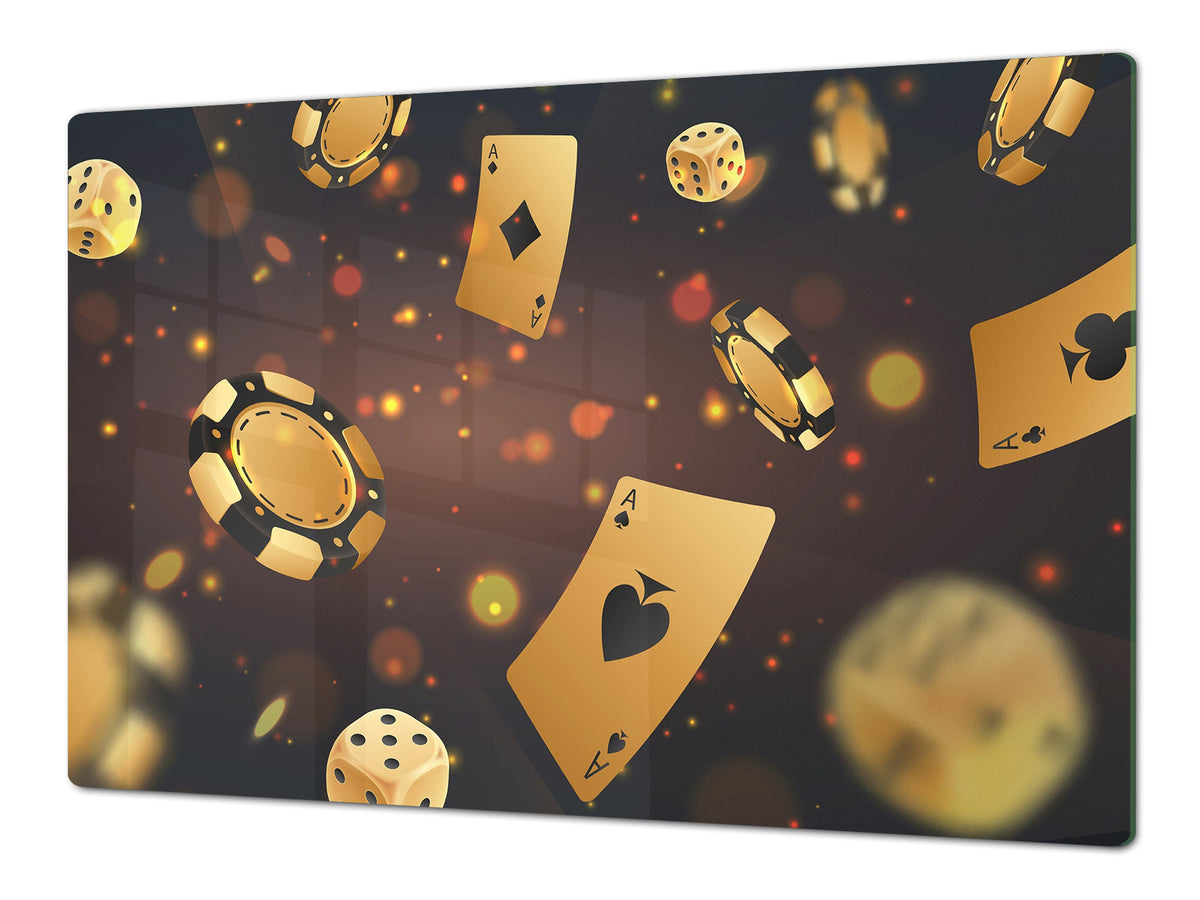 ENORMOUS  Tempered GLASS Chopping Board - Induction Cooktop Cover – SINGLE: 80 x 52 cm; DOUBLE: 40 x 52 cm; DD52a : Night at the Casino