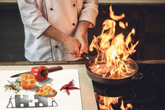 ENORMOUS  Tempered GLASS Chopping Board - Induction Cooktop Cover – SINGLE: 80 x 52 cm; DOUBLE: 40 x 52 cm; DD51 : Teamwork Puzzles