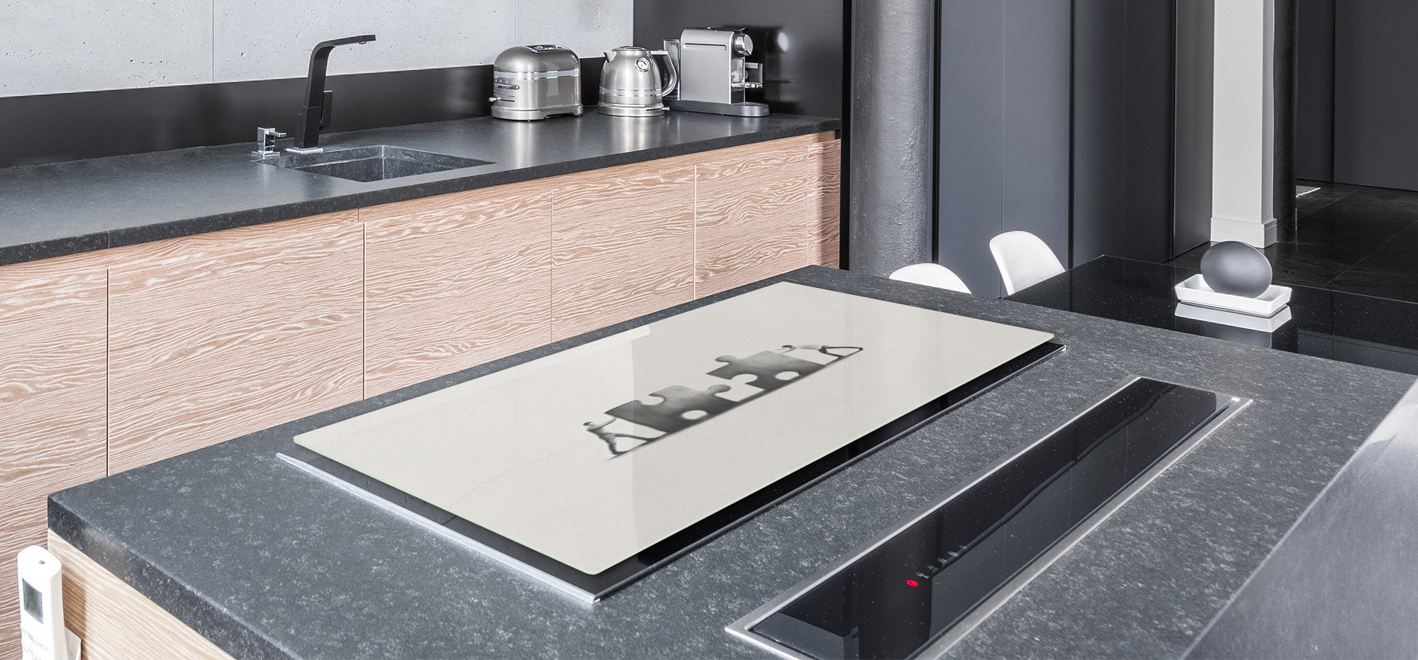 ENORMOUS  Tempered GLASS Chopping Board - Induction Cooktop Cover – SINGLE: 80 x 52 cm; DOUBLE: 40 x 52 cm; DD51 : Teamwork Puzzles