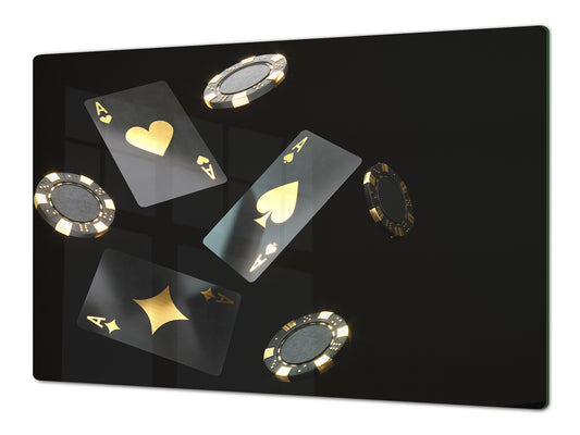 ENORMOUS  Tempered GLASS Chopping Board - Induction Cooktop Cover – SINGLE: 80 x 52 cm; DOUBLE: 40 x 52 cm; DD52a : Night at the Casino 2