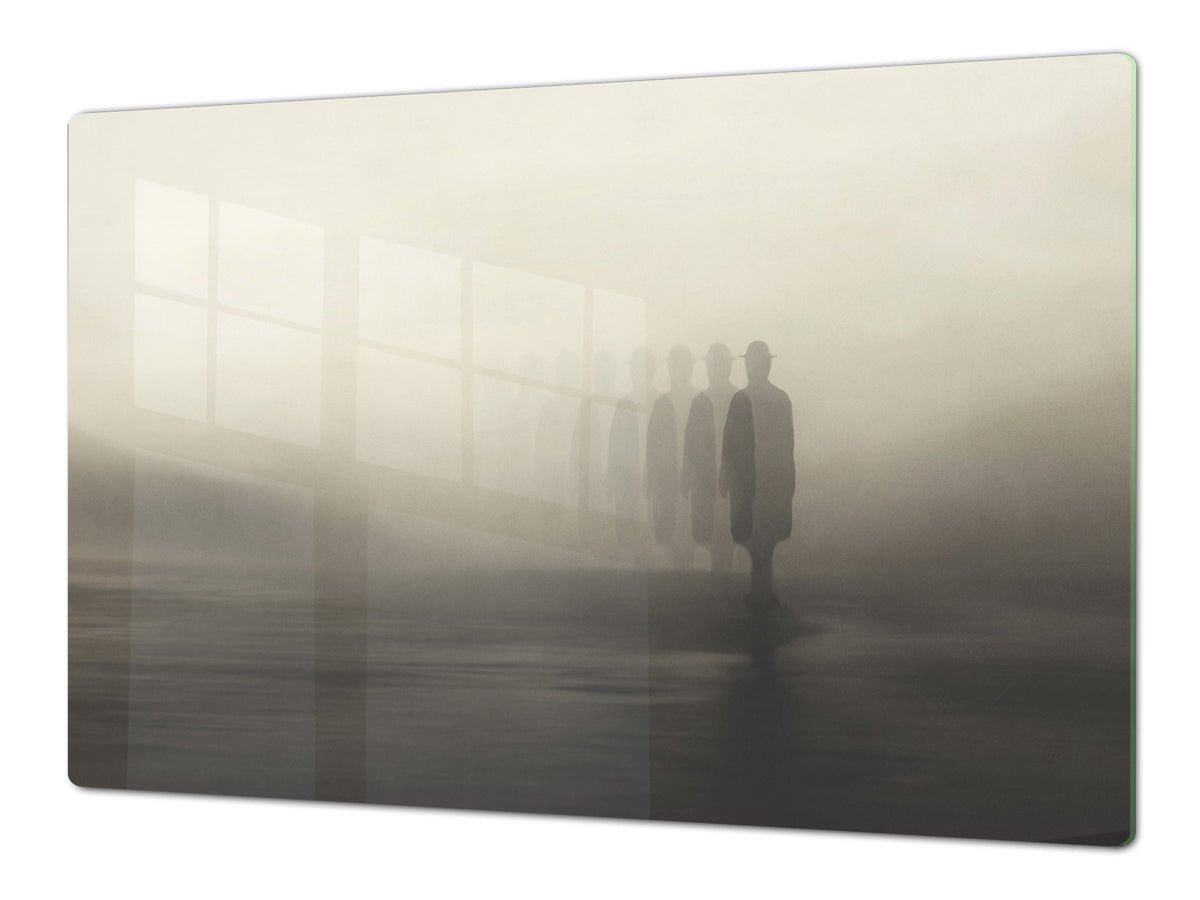 ENORMOUS  Tempered GLASS Chopping Board - Induction Cooktop Cover – SINGLE: 80 x 52 cm; DOUBLE: 40 x 52 cm; DD53 : Foggy Shadows