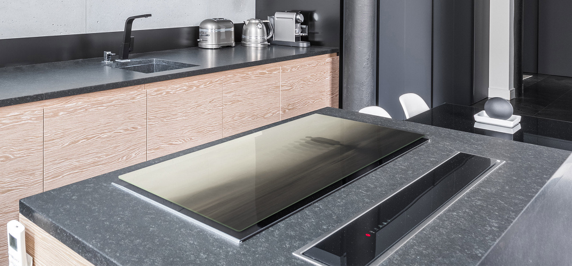 ENORMOUS  Tempered GLASS Chopping Board - Induction Cooktop Cover – SINGLE: 80 x 52 cm; DOUBLE: 40 x 52 cm; DD53 : Foggy Shadows