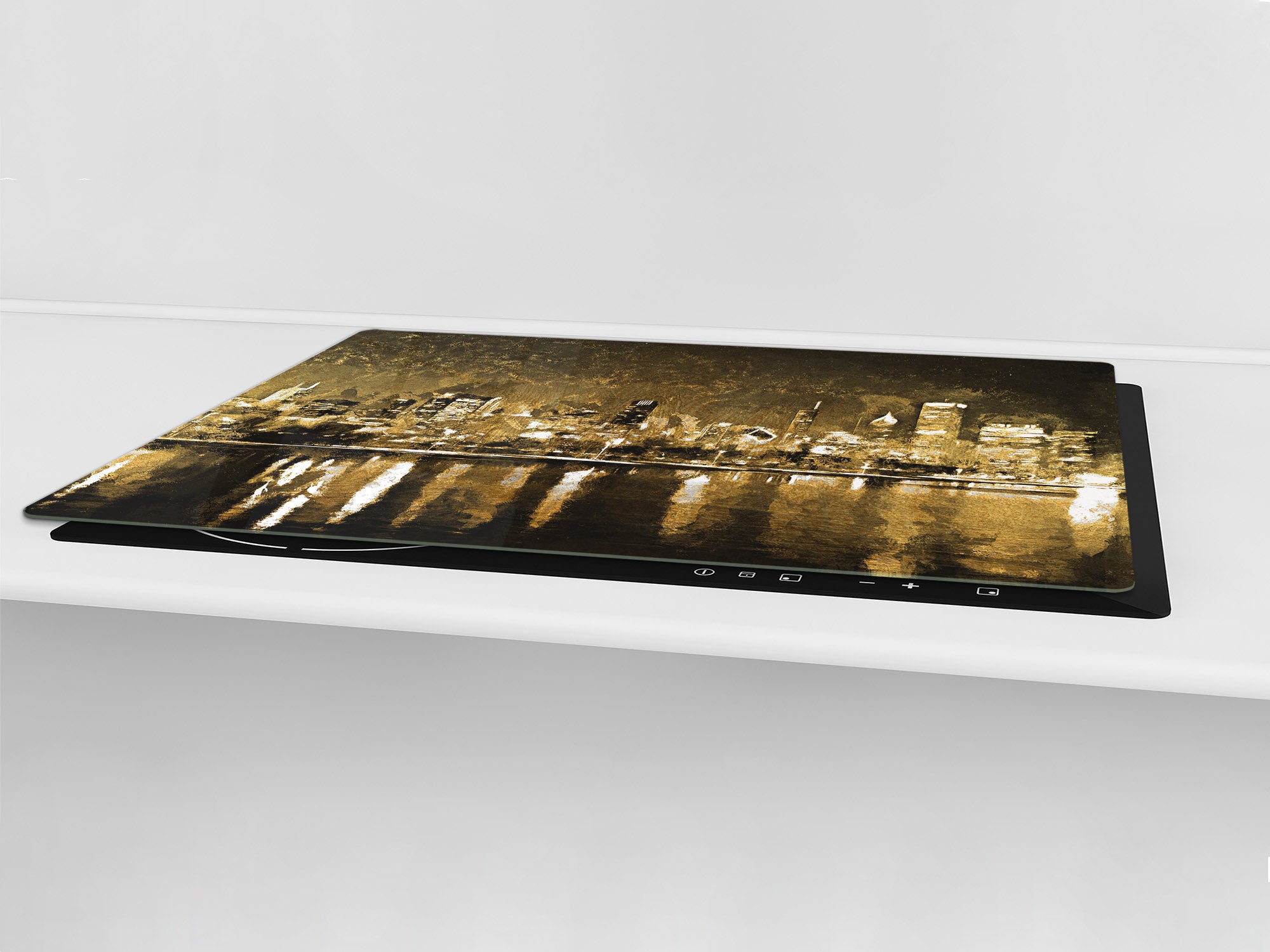 ENORMOUS  Tempered GLASS Chopping Board - Induction Cooktop Cover – SINGLE: 80 x 52 cm; DOUBLE: 40 x 52 cm; DD53 : Golden City Landscape