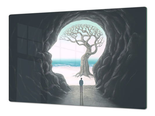 ENORMOUS  Tempered GLASS Chopping Board - Induction Cooktop Cover – SINGLE: 80 x 52 cm; DOUBLE: 40 x 52 cm; DD53 : Path to Enlightenment