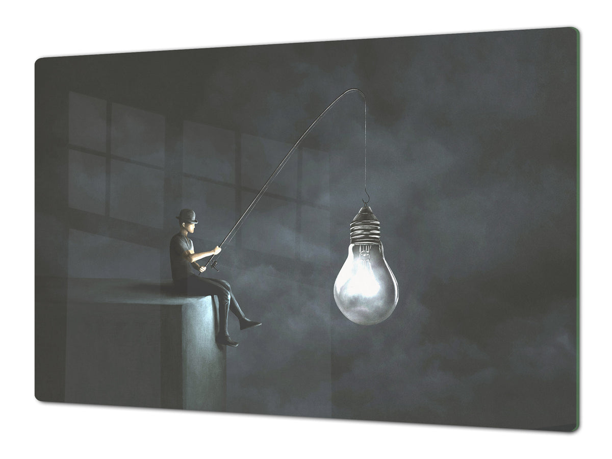 ENORMOUS  Tempered GLASS Chopping Board - Induction Cooktop Cover – SINGLE: 80 x 52 cm; DOUBLE: 40 x 52 cm; DD53 : Fishing new ideas