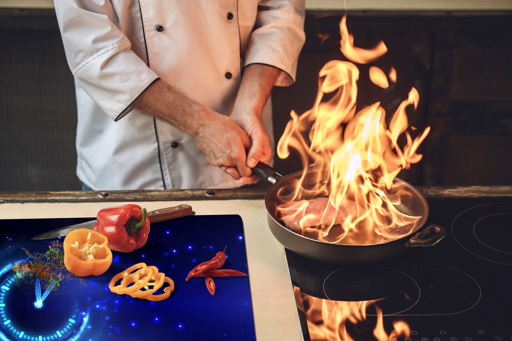 ENORMOUS  Tempered GLASS Chopping Board - Induction Cooktop Cover – SINGLE: 80 x 52 cm; DOUBLE: 40 x 52 cm; DD52a : Sign of the Times