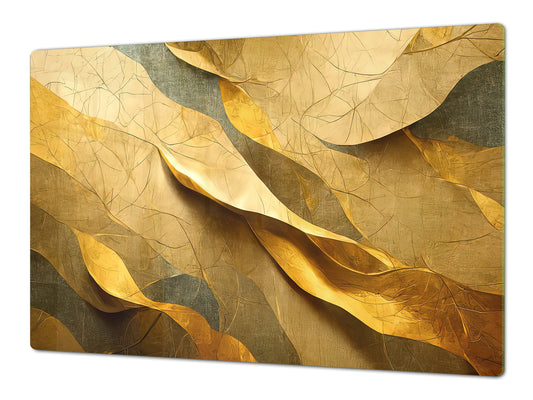 ENORMOUS  Tempered GLASS Chopping Board - Induction Cooktop Cover – SINGLE: 80 x 52 cm; DOUBLE: 40 x 52 cm; DD51 : Golden Structure