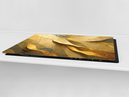 ENORMOUS  Tempered GLASS Chopping Board - Induction Cooktop Cover – SINGLE: 80 x 52 cm; DOUBLE: 40 x 52 cm; DD51 : Golden Structure