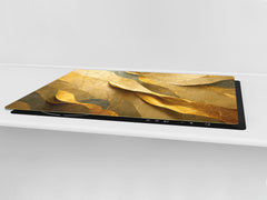 ENORMOUS  Tempered GLASS Chopping Board - Induction Cooktop Cover – SINGLE: 80 x 52 cm; DOUBLE: 40 x 52 cm; DD51 : Golden Structure