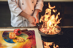 ENORMOUS  Tempered GLASS Chopping Board - Induction Cooktop Cover – SINGLE: 80 x 52 cm; DOUBLE: 40 x 52 cm; DD53 : Golden Whirlwind