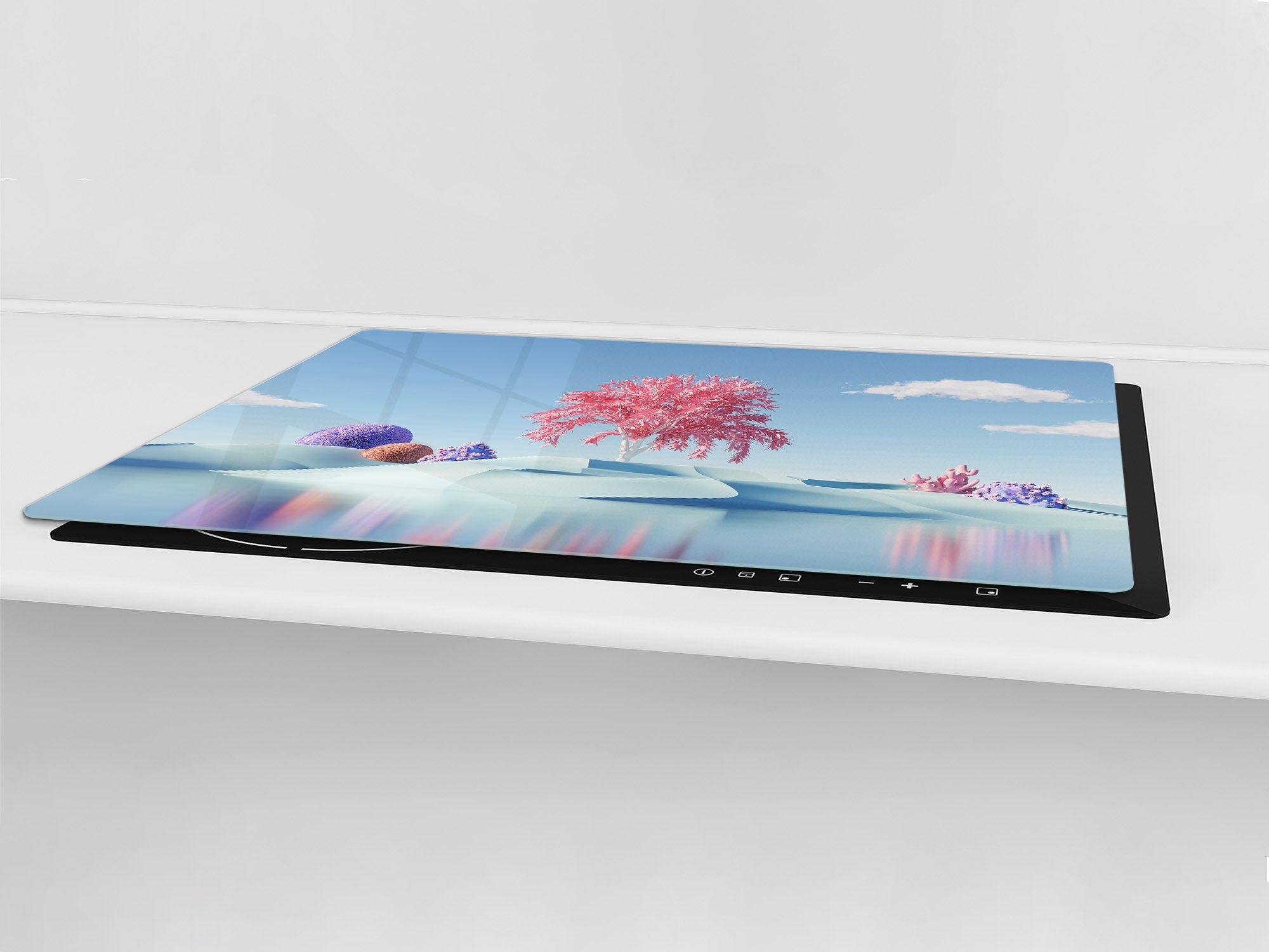 ENORMOUS  Tempered GLASS Chopping Board - Induction Cooktop Cover – SINGLE: 80 x 52 cm; DOUBLE: 40 x 52 cm; DD52a : 3D Abstract Flora