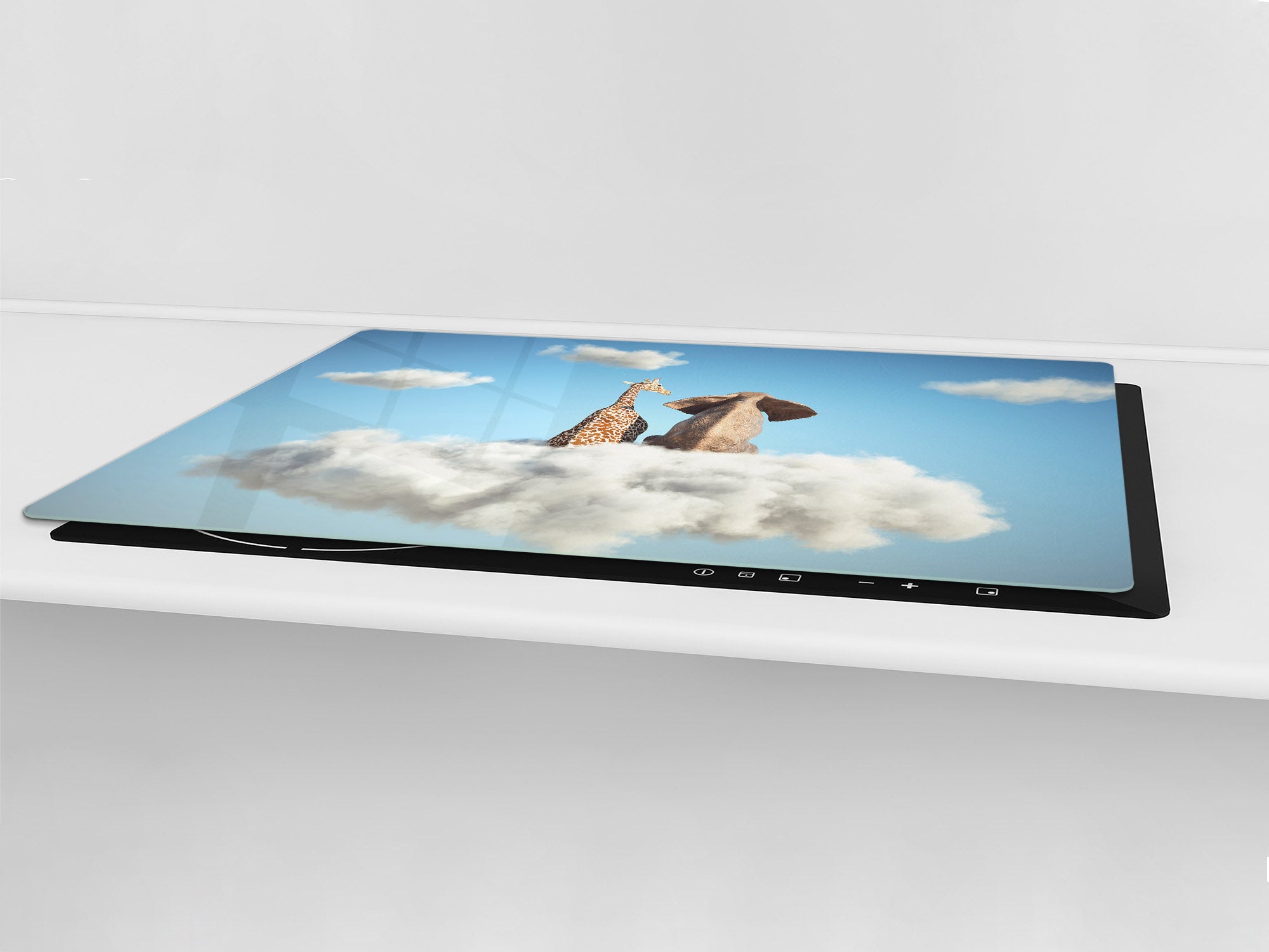 ENORMOUS  Tempered GLASS Chopping Board - Induction Cooktop Cover – SINGLE: 80 x 52 cm; DOUBLE: 40 x 52 cm; DD51 : Cloud of Friendship