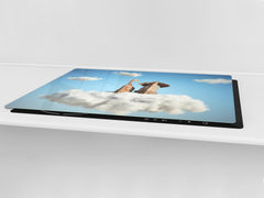 ENORMOUS  Tempered GLASS Chopping Board - Induction Cooktop Cover – SINGLE: 80 x 52 cm; DOUBLE: 40 x 52 cm; DD51 : Cloud of Friendship