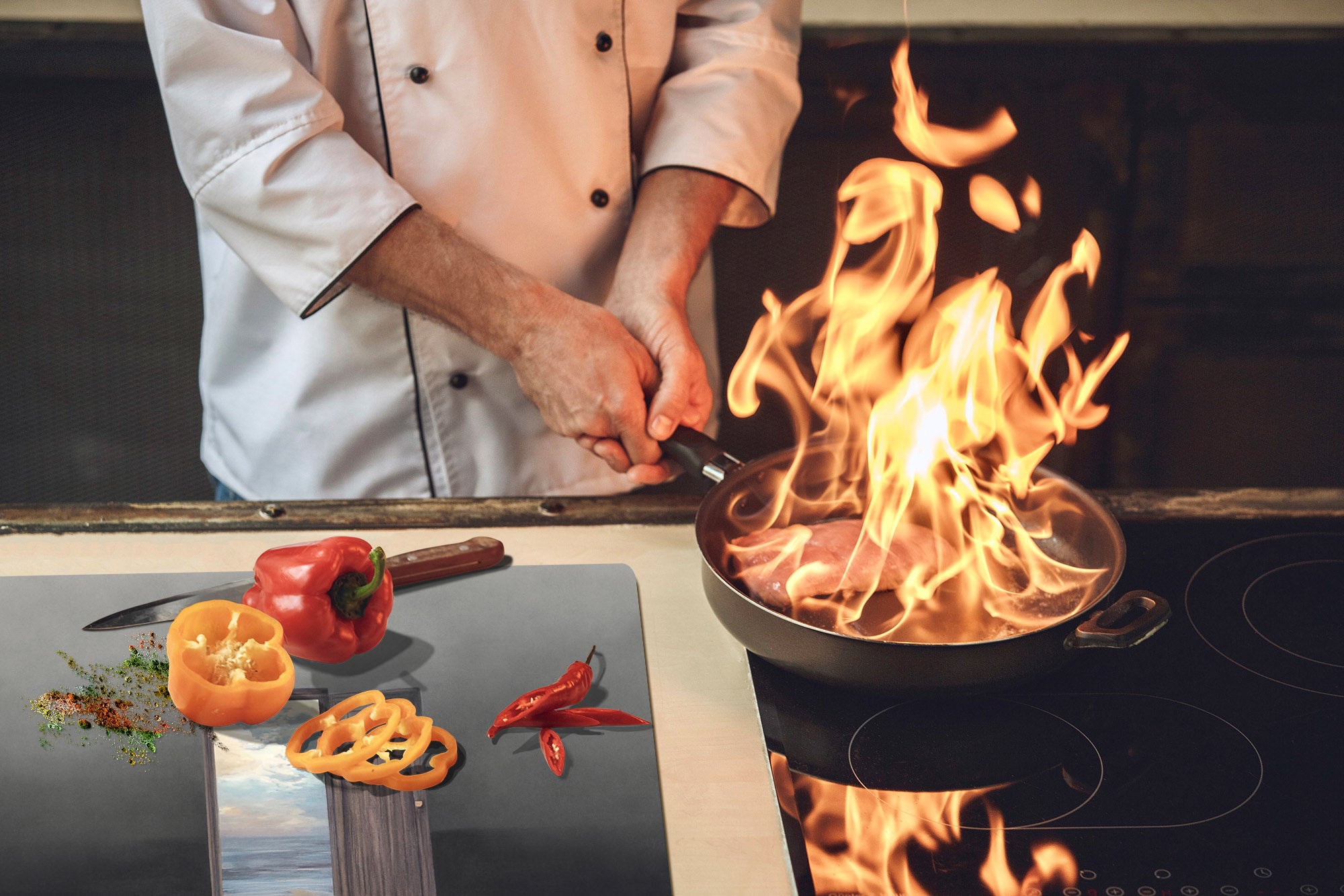 ENORMOUS  Tempered GLASS Chopping Board - Induction Cooktop Cover – SINGLE: 80 x 52 cm; DOUBLE: 40 x 52 cm; DD53 : Entrance to the World of Dreams