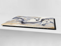 ENORMOUS  Tempered GLASS Chopping Board - Induction Cooktop Cover – SINGLE: 80 x 52 cm; DOUBLE: 40 x 52 cm; DD53 : Dance of Horses