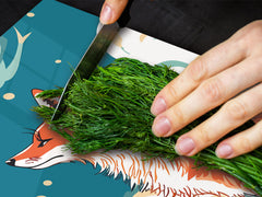 ENORMOUS  Tempered GLASS Chopping Board - Induction Cooktop Cover – SINGLE: 80 x 52 cm; DOUBLE: 40 x 52 cm; DD52a : Cartoon Fox