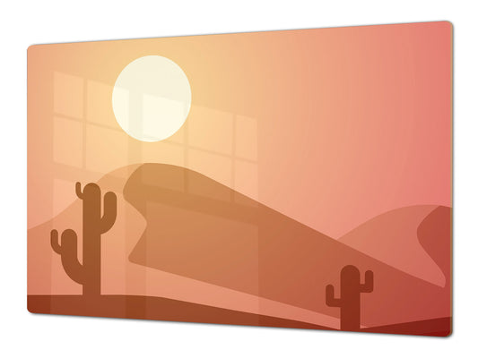 ENORMOUS  Tempered GLASS Chopping Board - Induction Cooktop Cover – SINGLE: 80 x 52 cm; DOUBLE: 40 x 52 cm; DD52a : Aesthetic Desert