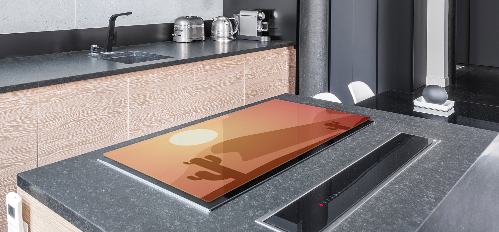 ENORMOUS  Tempered GLASS Chopping Board - Induction Cooktop Cover – SINGLE: 80 x 52 cm; DOUBLE: 40 x 52 cm; DD52a : Aesthetic Desert