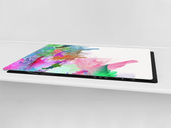 HUGE TEMPERED GLASS COOKTOP COVER – Glass Cutting Board and Worktop Saver – SINGLE: 80 x 52 cm (31,5” x 20,47”); DOUBLE: 40 x 52 cm (15,75” x 20,47”); DD46 Textures Series : Colourful background