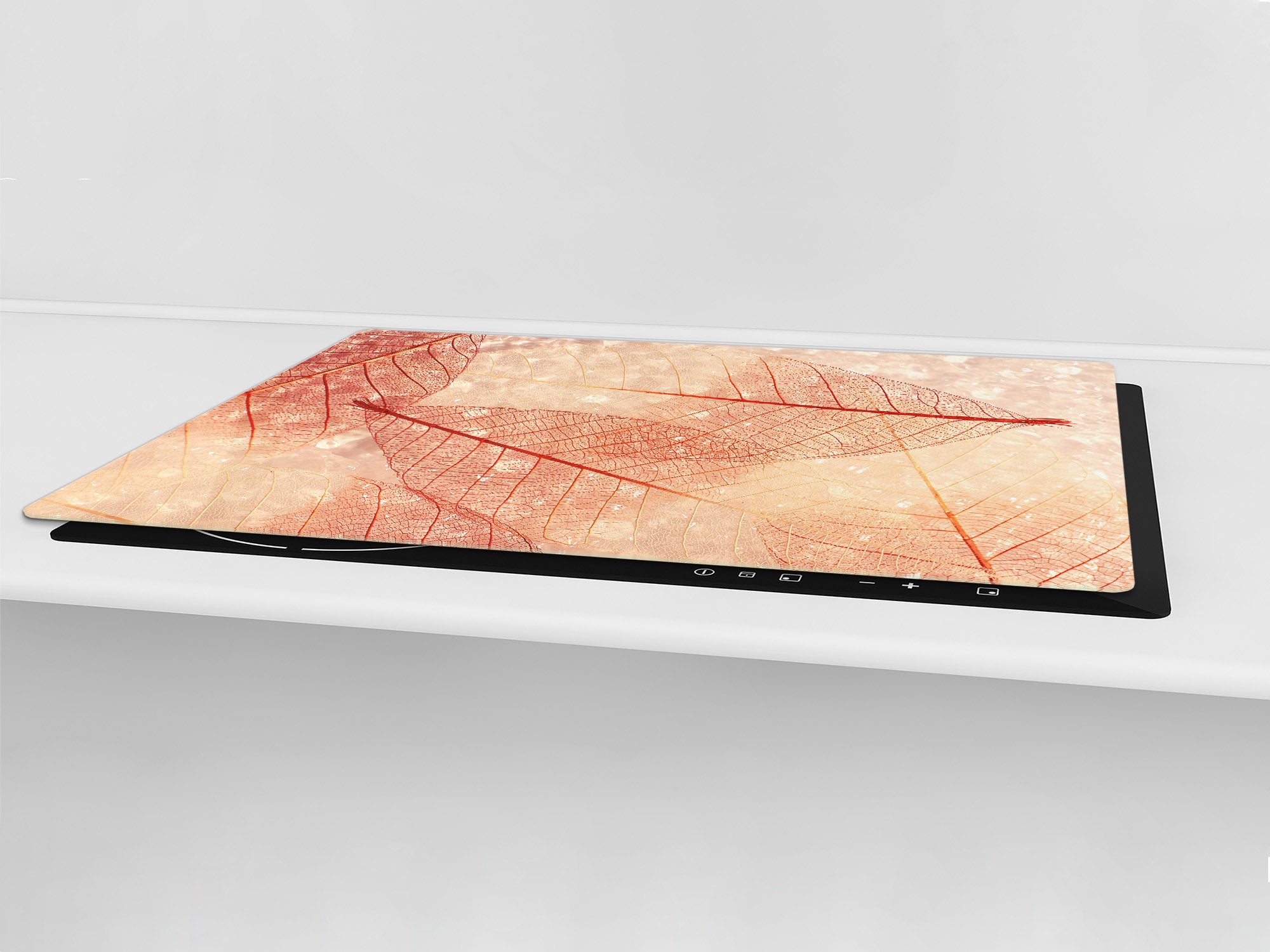 Gigantic Worktop saver and Pastry Board - Tempered GLASS Cutting Board - MEASURES: SINGLE: 80 x 52 cm; DOUBLE: 40 x 52 cm; DD44 Nature series : Transparent orange leaves